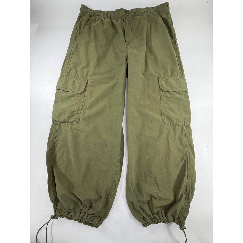 Lucky Brand Womens Olive Green Cargo Pants Elastic Waist Drawstring Hem Large